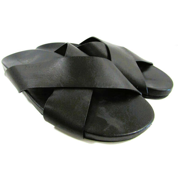 Men's Gucci Black Leather Slides Size 11